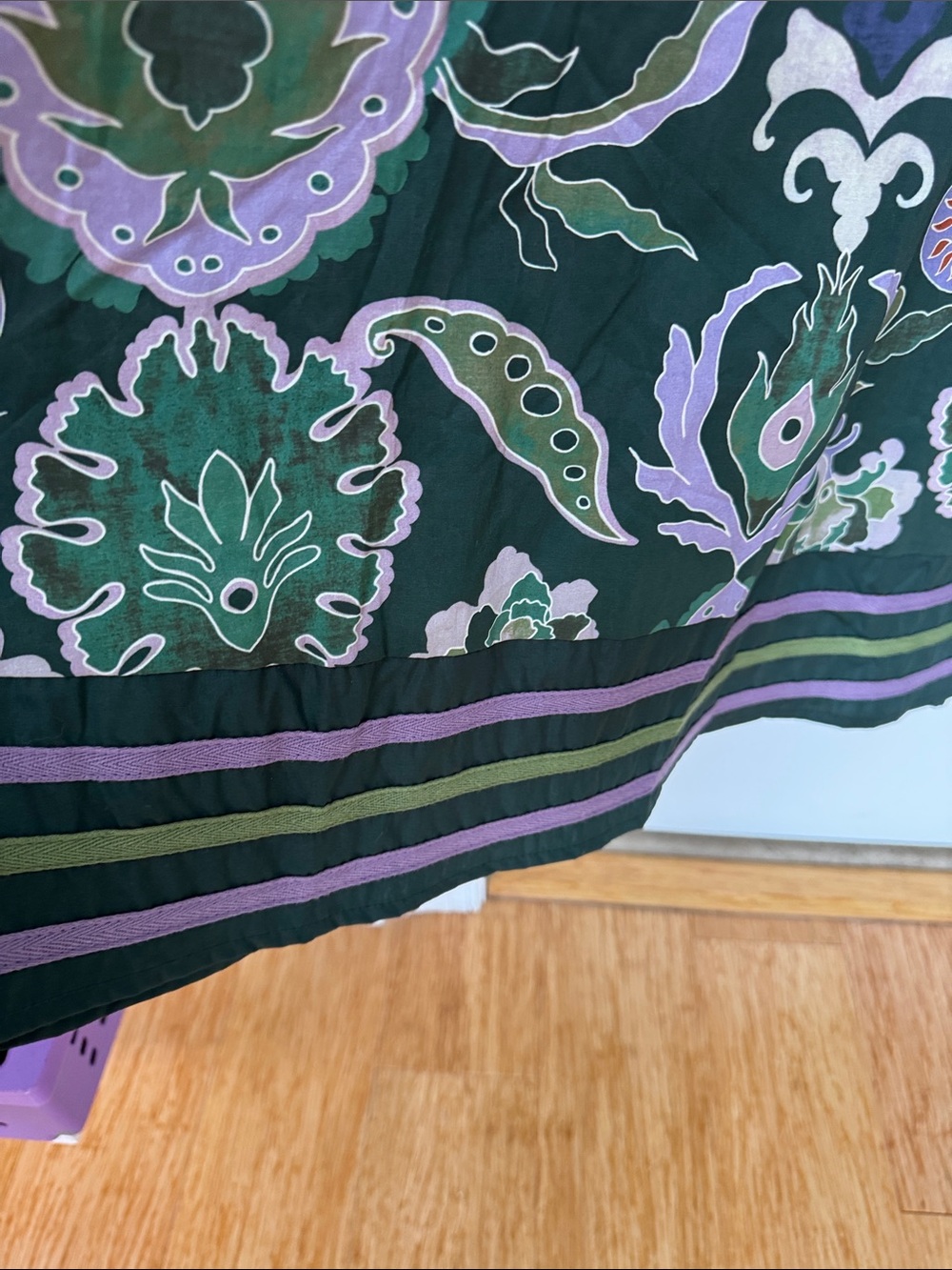 Entro Green Floral Midi Dress with Lavender Accents - Picture 6 of 7